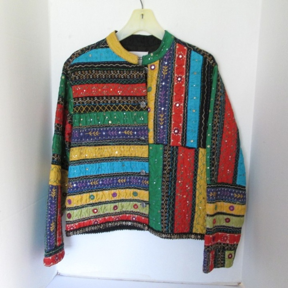Chico's Embellished Jacket Mirrors Sequin Size 1